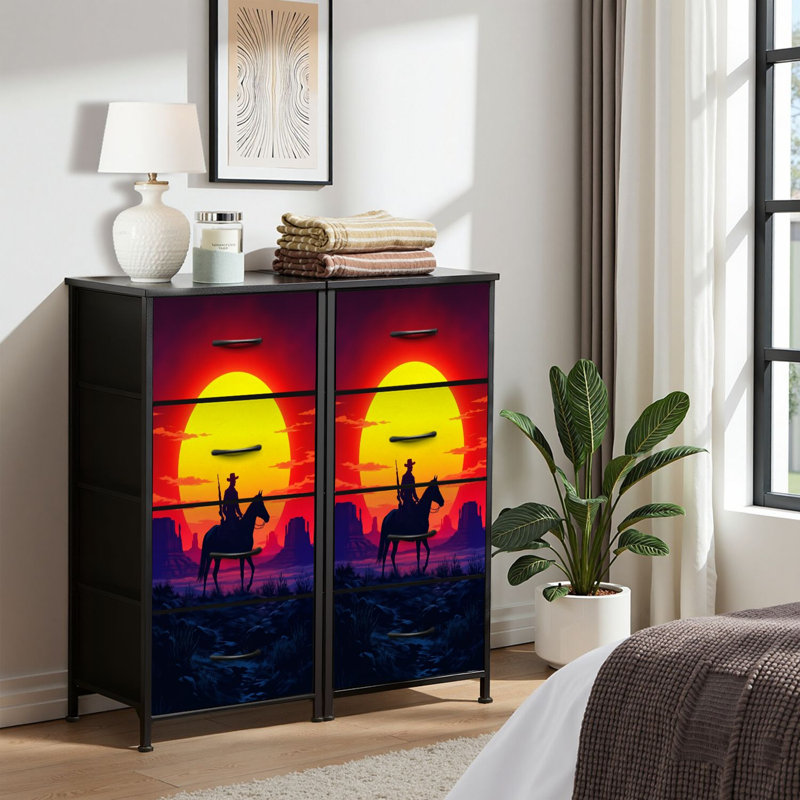 4 Drawer Dresser for Bedroom, Narrow Chest of Drawers, Wooden Top and Study Iron Frame 18"x37.5"-(WxH)