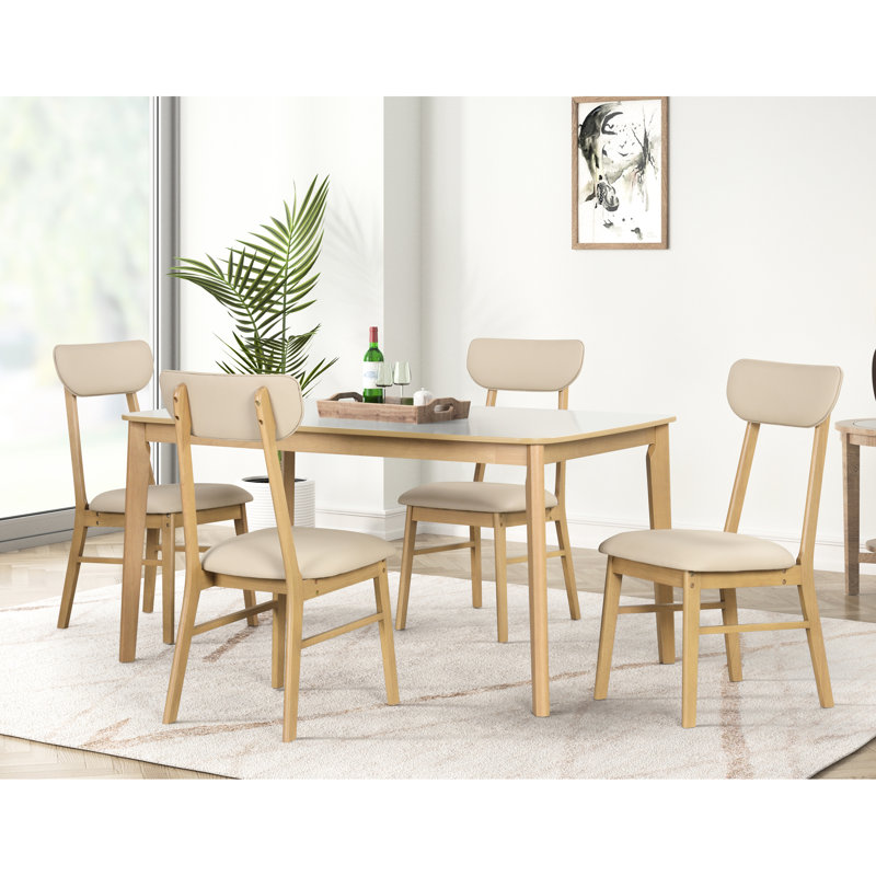 6 chaises de salle à manger au design attrayant - Chaise de table blanche et chêne, facile à assembler