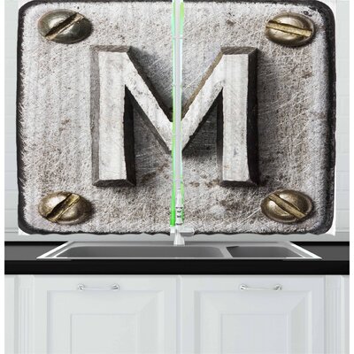 2 Piece Letter M Zinc Iron Steel Alphabet Typeset With Grunge Scratched Texture Industry Image Kitchen Curtain -  East Urban Home, 8FF6F5FA897C43B9837188739C20CBE0