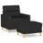  Sofa Chair With Footstool Black Polyester, Metal, Plywood, Foam-628079327