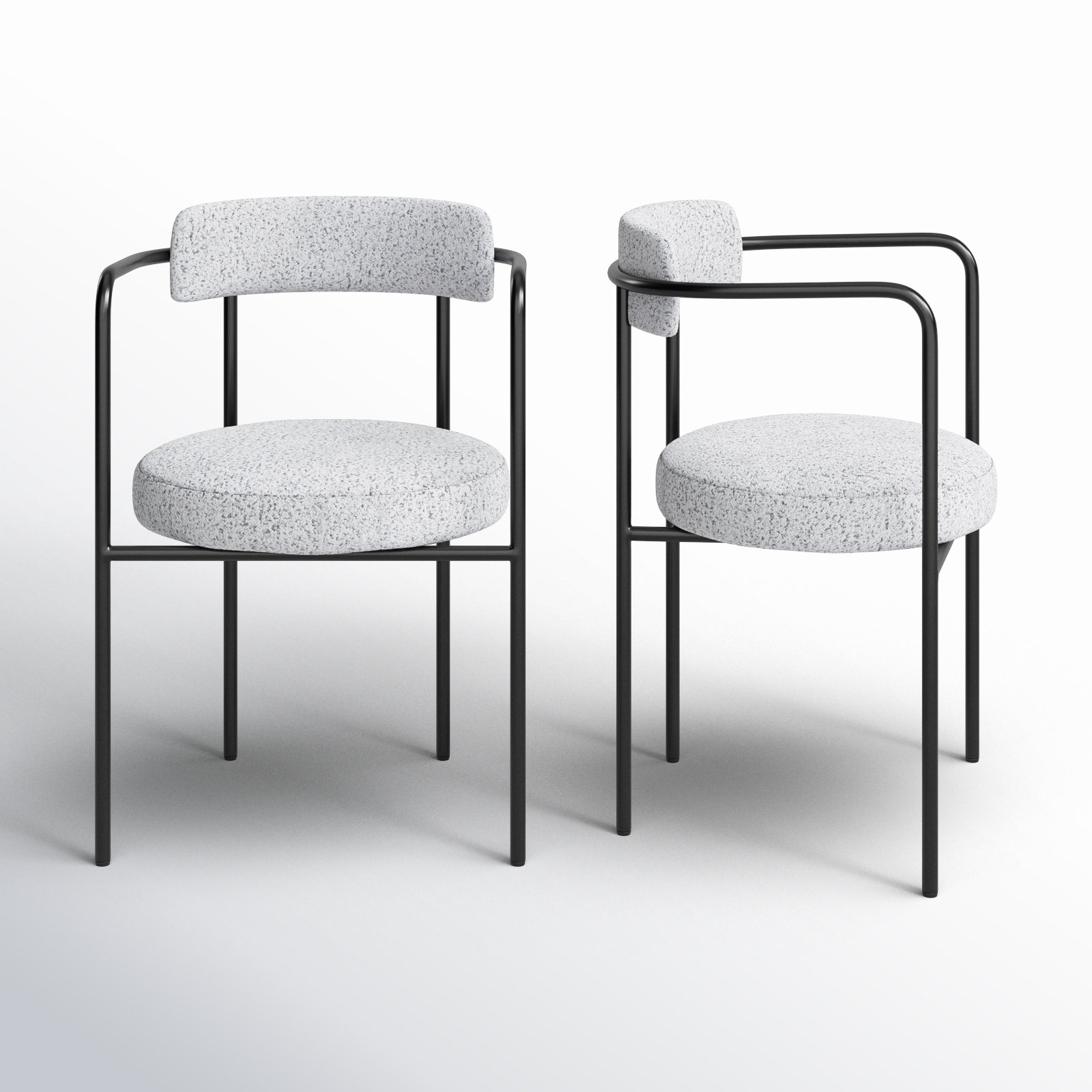Liana Boucle Dining Arm Chair, Light Gray Boucle