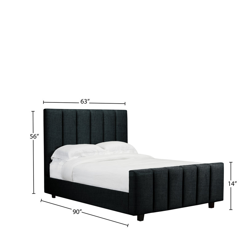 Lit plateforme tapissier Havant, Denim, Grand