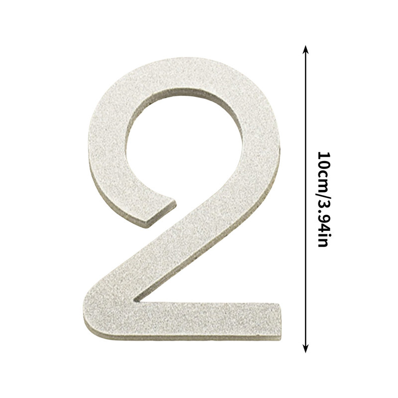 10CM Acrylic Silvery Number Plates For Modern And Stylish Decor, 5.12" H x 3.94" W, Silver