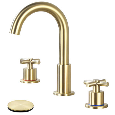 HGN 8 inches 3 Holes Bathroom Faucet, 2 Handle Bathroom Sink Faucets with Pop-up Drain
