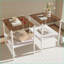 Ensemble de 2 tables basses en verre trempé brun pour le salon, faciles à nettoyer et peu encombrantes avec couche de rangement en panneau de fibres à densité moyenne-372477844-372477843