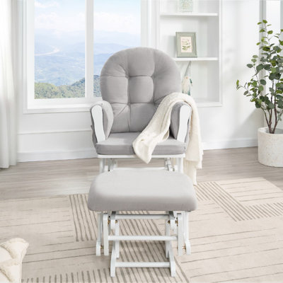 Parkhur Rocking Chair Nursery Glider with Ottoman, Upholstered Rocker Recliner for Breastfeeding