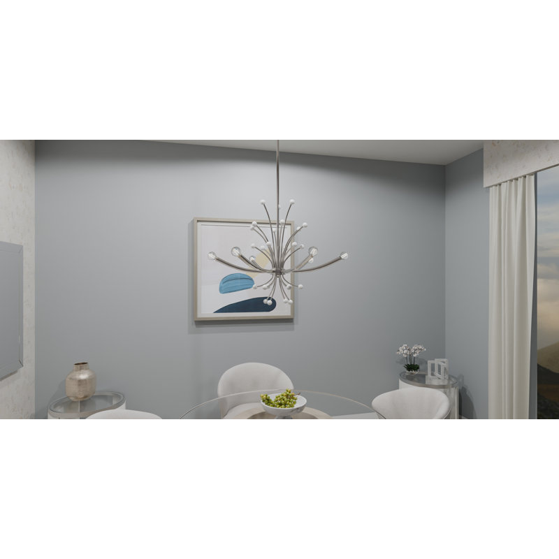 Cheyene 6-Light Brushed Weathered Brass Chandelier, Nickel poli
