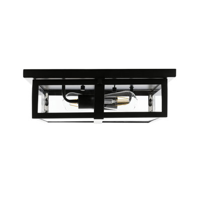 Liam 15 In. Modern Matte Black 2-light Flush Mount
