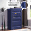 Coffre cargo bleu, armoire de rangement métallique avec porte simple de style conteneur