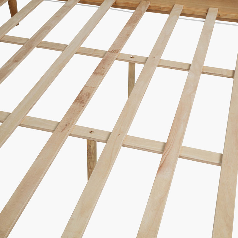 Structure de lit en bois de taille très grand blé avec tête de lit tapissier à motif piano et structure de support renforcée