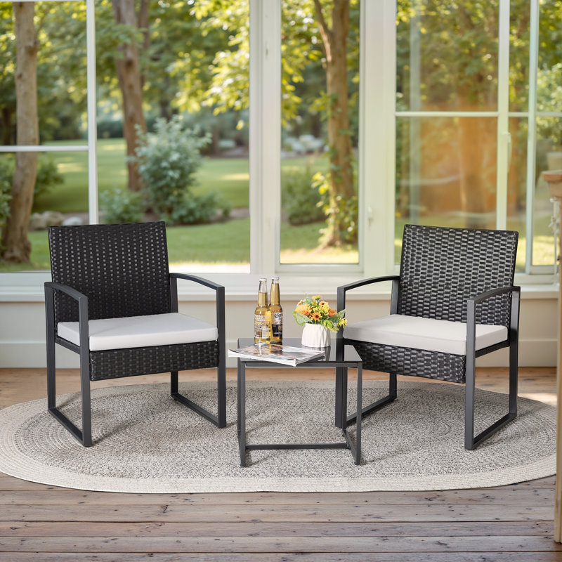 Moncure 2 - Person Patio Conversation Set with Cushions, Cream