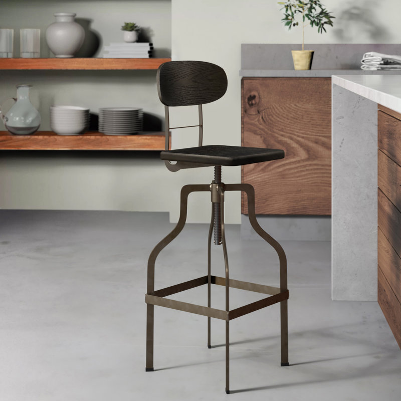 Tabouret pivotant à hauteur réglable Tornillo, Marron foncé