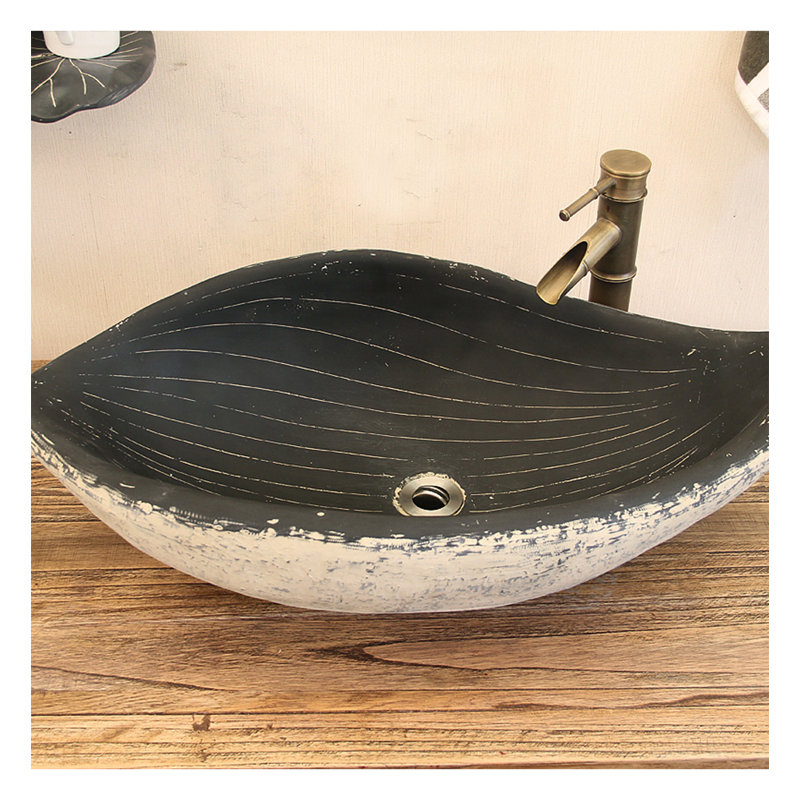 Meuble-lavabo néoclassique en bois massif avec sculptures en résine
