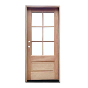 6 Lite Clear Unfinished Mahogany Front Door With 4-9/16'' Jamb Lh