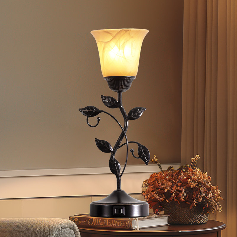 Hebel 18.5" Antique Floral Table Lamp Set With USB Ports