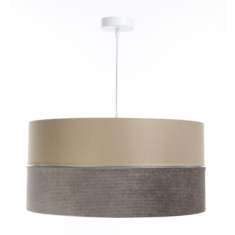 Roncy 1 - Light Drum Pendant, 112cm H x 60cm W x 60cm D, Silver/Beige