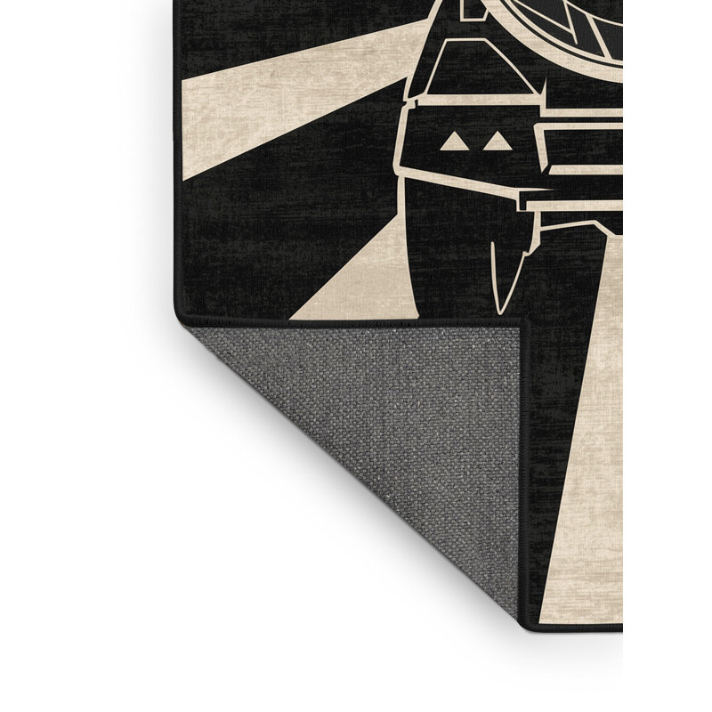 Soft Plush Giannoulis Cement Mixer Truck Modern Geometric Area Rug in Gray – Black Binding, 6x9