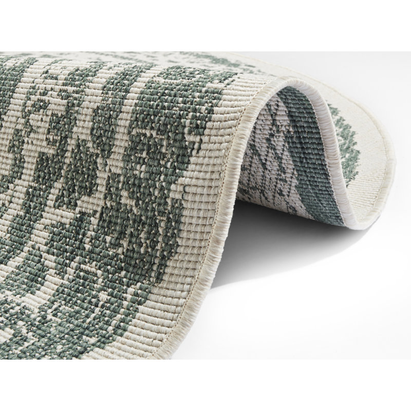 Rosica Flatweave Green Rug, Round 140 cm