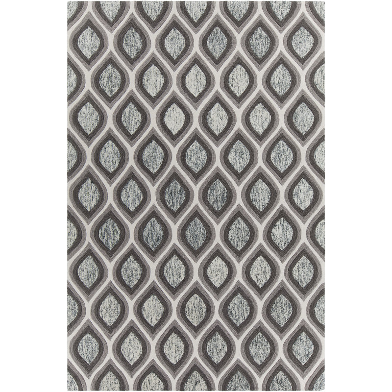 Delong Wool Geometric Indoor Rug, Gray/White, Rectangle 9' x 13'