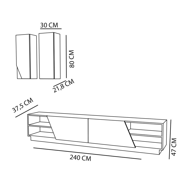 Hillegier Unfinished Entertainment Centre for TVs up to 55", Black/White