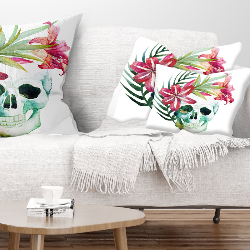 Coussin floral avec aquarelle, Rectangulaire, 12 po x 20 po