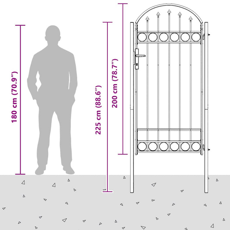 Gate with Gate in Grey, 100 x 250 cm