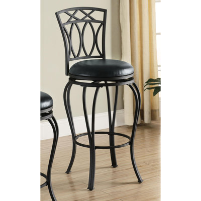 Siège de bar pivotant noir en métal 360 pour la salle à manger - hauteur 44 po, largeur 19 po, profondeur 17 po, hauteur 29 po, capacité de poids de 200 lb, pivotant