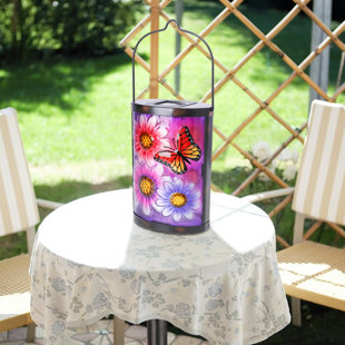 Outdoor Hanging Solar Lantern,solar Powered Energy Led Light Lantern,butterfly Pattern For Outdoor Patio Garden Yard Decoration