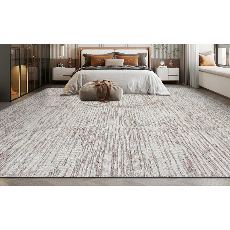 Tapis rectangulaire en laine brun / ivoire / gris, Rectangle 6 pi x 9 pi