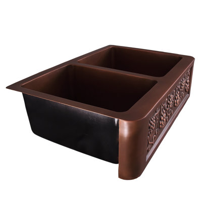 Concord 33'' L Double Bowl Copper Kitchen Sink