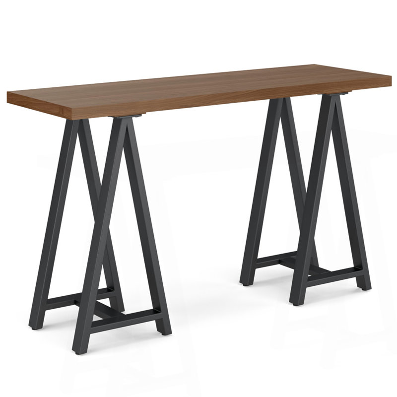 Solid Walnut Veneer And Metal Console Sofa Table - Walnut