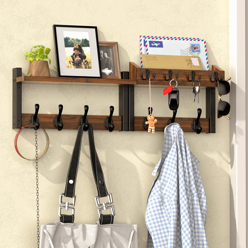 Simple Windbreaker Rack Wall Hanging, Brown/Black