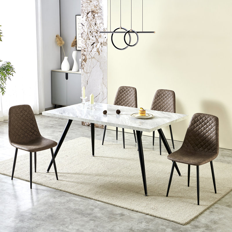 Chaise de salle à manger moderne en velours avec pieds en métal, Marron clair