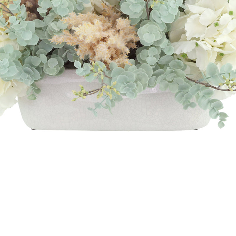 Spring Centerpiece with Hydrangeas, Eucalyptus and Pampas