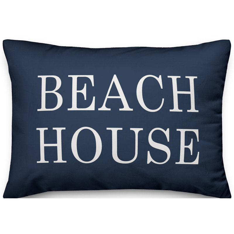Textual Outdoor Throw Pillow, Navy
