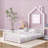 Twin Size Metal House Platform Bed With Guardrail And Chimney, Perfect For Children's Safety And Comfort