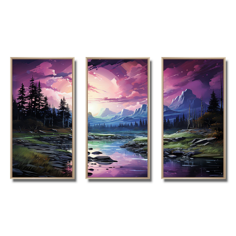 Art mural Northern Light, Cadre flottant brun, H 32 po x l 48 po x P 1 po
