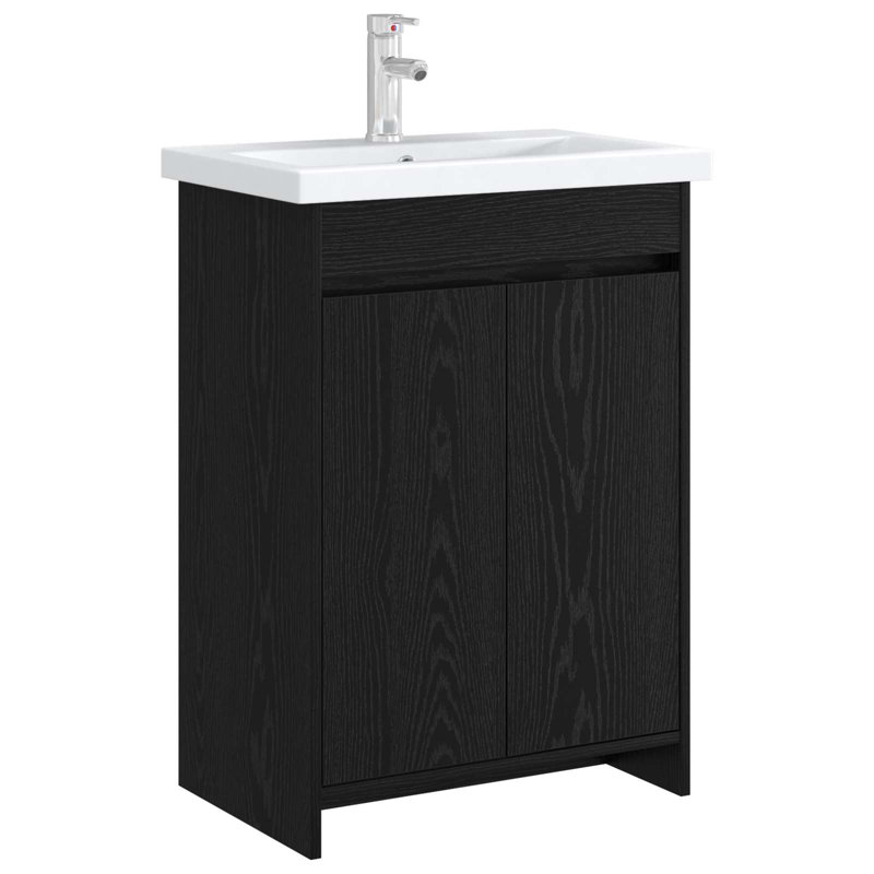 56 mm Single Double Bathroom Vanity Base, Black Oak