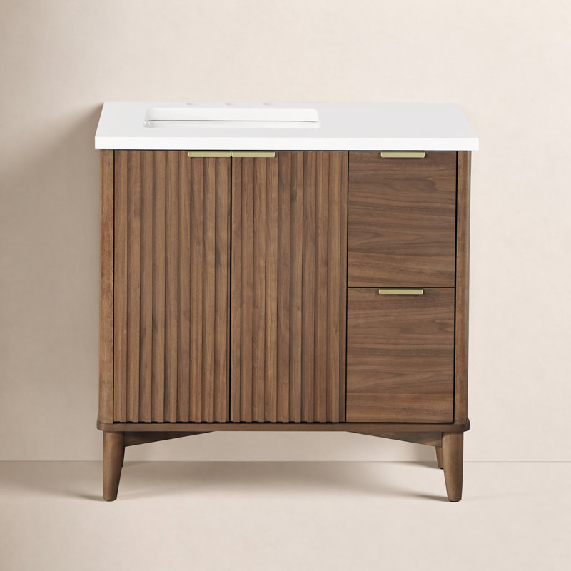 Gabi 36 in. Single Sink Bathroom Vanity, Warm Walnut