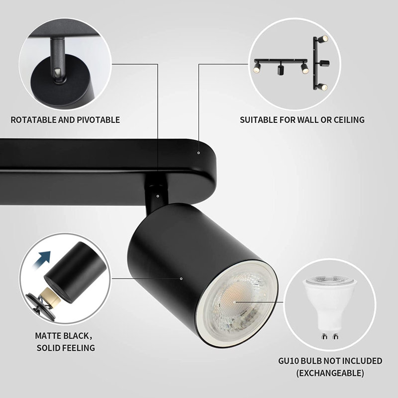 17.7" 3 -Light Fixed Track Track Kit,Adjustable Head