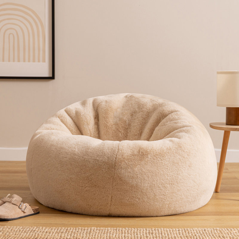 Kingston Faux Rabbit Fur Classic Bean Bag, Beige