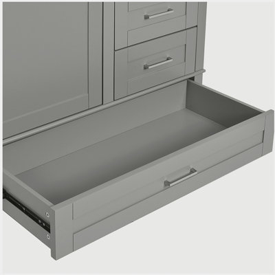 Armoire de rangement moderne 36 po avec cadre en pin massif, 1 porte à fermeture douce et 3 tiroirs