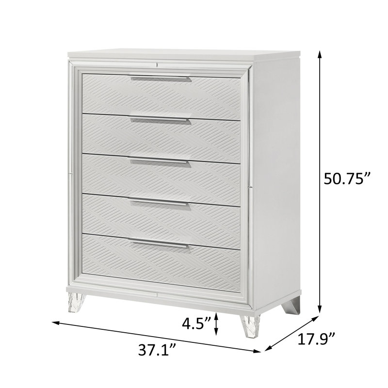 Commode 5 tiroirs pour chambre blanche