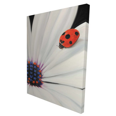 White daisy and ladybug canvas | White bedroom decor