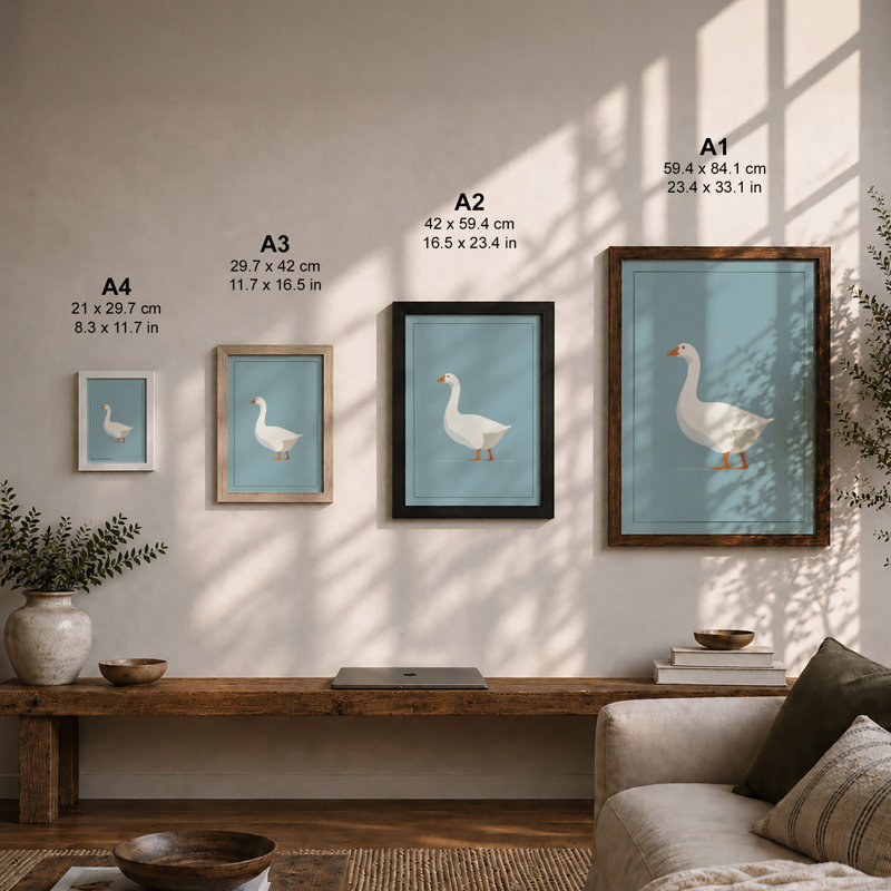 Graceful Goose Minimalist - Print, Unframed, A4 - 29.7 x 21.0 cm
