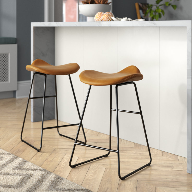 Tabouret de bar et de comptoir Younts, Tabouret de comptoir (siège d'une hauteur de 24 p, Brun