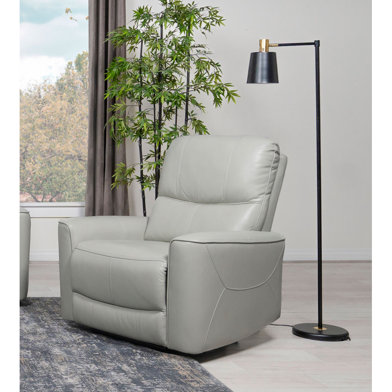 Fauteuil inclinable électrique capitonné Rivkin gris tourterelle, Similicuir blanc