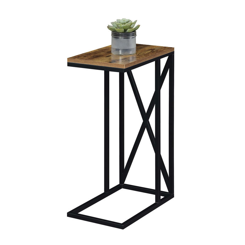 Table de bout en C 24,25 po Adreauna, Plateau en bois de grange / base noire
