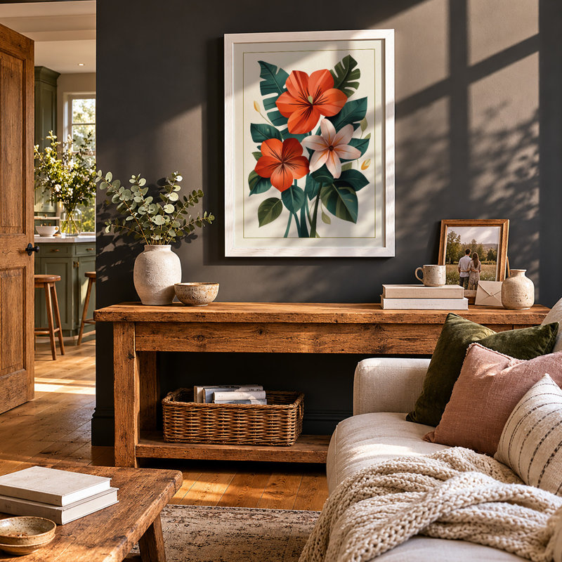 Arrangement Botanical - Framed Print, A2 - 59.4 x 42.0 cm, White