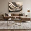 Art mural horizontal rayé sur toile gris anthracite ivoire-1814145140